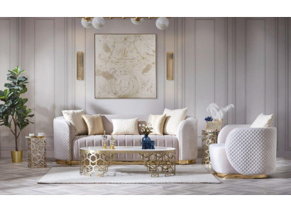 Sofá de lujo 3+1 conjunto de muebles sofá Chesterfield de 2 piezas.