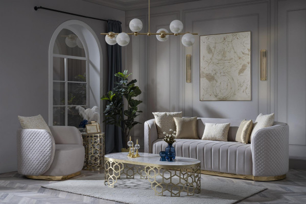 Sofá de lujo 3+1 conjunto de muebles sofá Chesterfield de 2 piezas.