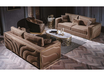 Diseño de muebles lujosos, juego de sofás tapizados en terciopelo con estampado de tigre, sofá de 3 piezas.