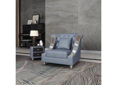 Chesterfield sillón Sofá de televisión de 1 plaza Sofá de cuero Tapicería de cuero genuino