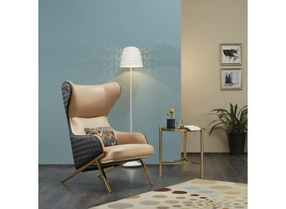 Silla Silla de diseñador Sillón tapizado Decoración moderna Relax Sillón de cuero de lujo.