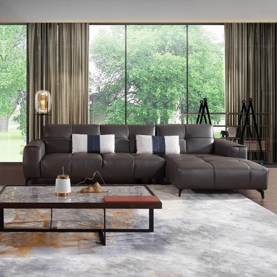 Diseño de sofá esquinero en forma de L moderno Sofás Sofá de cuero Sofá Asiento Paisaje de vida