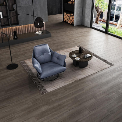 Sillón Diseño Gris Metal Relajación Club Salón Individual Acolchado Tela Cuero