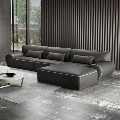 Diseño de esquina Sofá en forma de L moderno Sofás Sofá de cuero paisajismo de vida Asiento Sofá