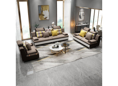 Tela Textil Sofá Sofá Paisajes Sofá Conjunto de Sofás 3+2+1 Set Sofás de Diseño Nuevo