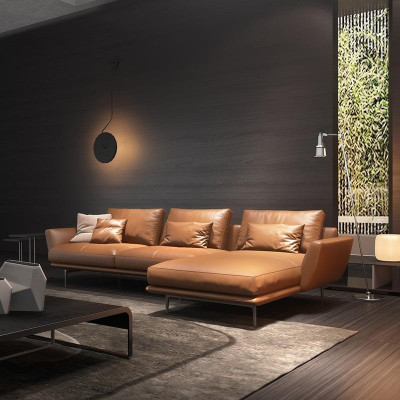 Sofá en forma de L Sofá de cuero Sofá en forma de L Sofá de esquina moderno de diseño de sofá