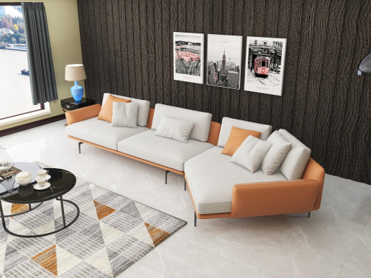 Sofá esquinero en forma de L de tela Sofá paisaje salón conjunto Diseño moderno Sofá Nuevo Sofás
