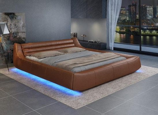 Cama Acolchado Diseño Lujo Doble Hotel Camas Dormitorio Cuero Tela Moderno