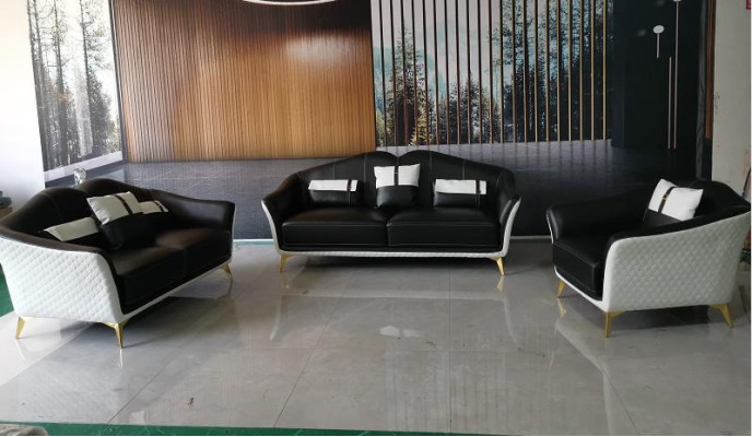Sofá negro de 3+2+1 plaza, conjunto de sala de estar, sofá, juego de sofá, sofá de cuero, nuevo.