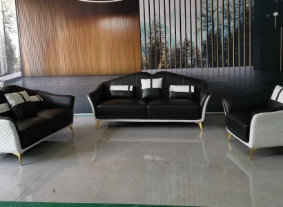 Sofá negro de 3+2+1 plaza, conjunto de sala de estar, sofá, juego de sofá, sofá de cuero, nuevo.