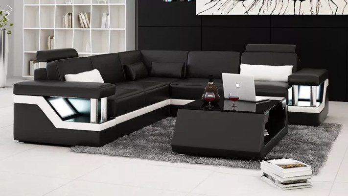 Sofá de salón conjunto de sofás conjunto de esquina sofá de cuero tapizado sofá cojín
