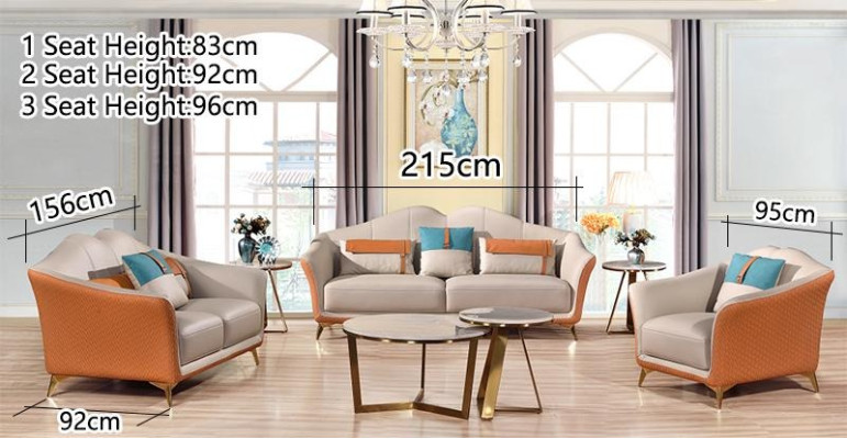 Conjunto de sala de estar de lujo, sofá de cuero tapizado con tela de 3+2+1 piezas.