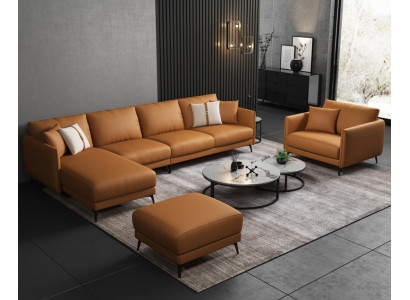 Conjunto de sofás de diseño moderno para sala de estar, sofá de esquina moderno, sofá de cuero con LED, nuevo.