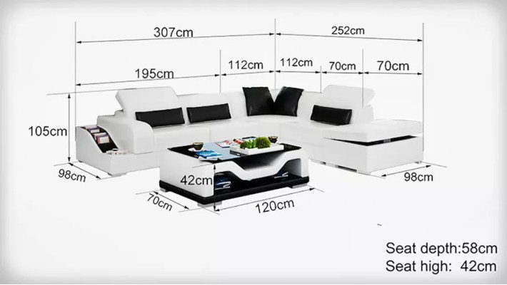 Conjunto de esquina Sofá de cuero Sofá esquinero Tapizado Sofá Sofá seccional