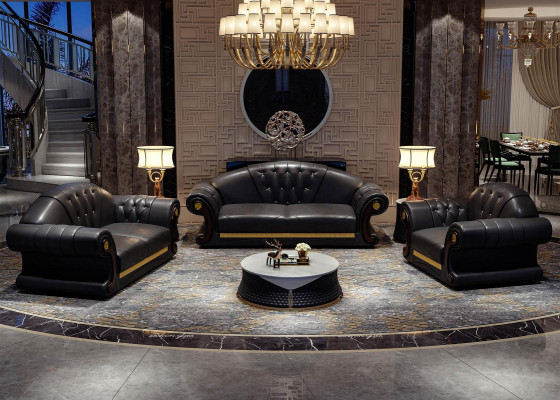 Conjunto de sofás Chesterfield tapizados, sofá de dos piezas. Juego de 3+2 plazas nuevo.