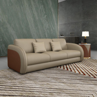 Sofá de tres plazas diseño de tapicería moderno sofá de 3 plazas muebles de sala beige.