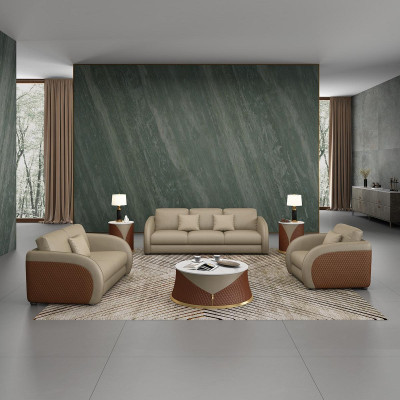 Sofá de tres plazas diseño de tapicería moderno sofá de 3 plazas muebles de sala beige.