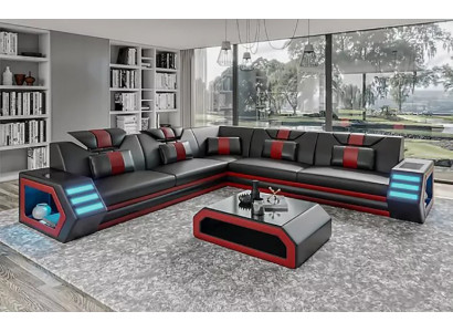 Diseño de tapicería de cuero Sofá de esquina Sofá en forma de L Sofá de esquina Sofá Salón