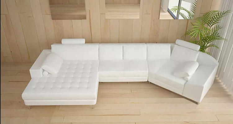 Sofá de esquina de cuero sofá de diseño sofá de esquina en forma de U Moderno salón amueblado