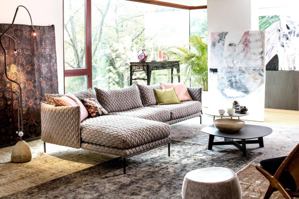 Sofá esquinero en forma de L Conjunto de sofás Diseño de salón moderno Nuevo sofá de tela