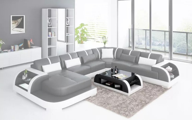 Sala de estar sofá de cuero xxl paisaje de sofá moderno diseño tapizado