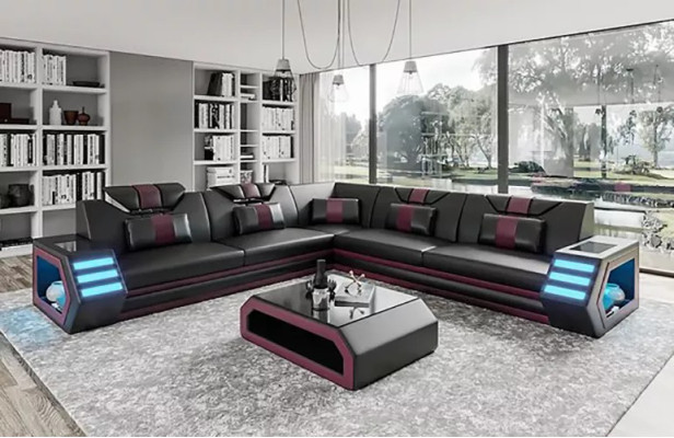 Diseño de salón Sofá esquinero Sofá en forma de L con mesa