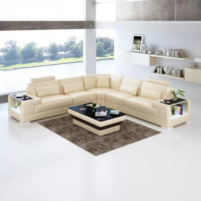 Diseño sala de estar sofá muebles esquineros sofá de esquina de cuero tapizado sofá
