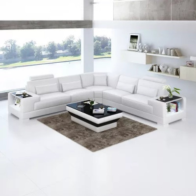 Diseño sala de estar sofá muebles esquineros sofá de esquina de cuero tapizado sofá