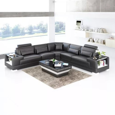 Diseño sala de estar sofá muebles esquineros sofá de esquina de cuero tapizado sofá