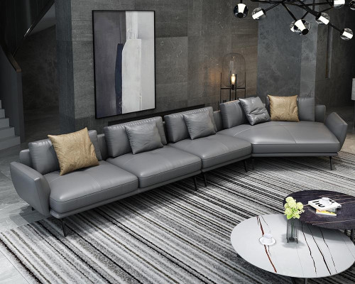 Tapizado de cuero Diseño Sofá de esquina Sofá en forma de L Salón Sofá de la sala de estar