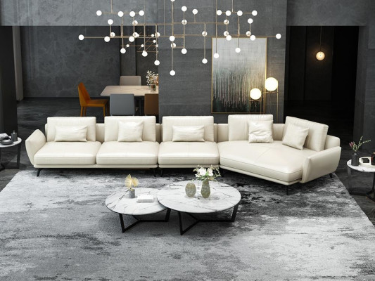 Tapizado de cuero Diseño Sofá de esquina Sofá en forma de L Salón Sofá de la sala de estar