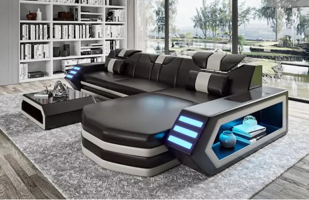 Diseño sofá esquinero muebles de sala de estar sofá de esquina de piel Sofá