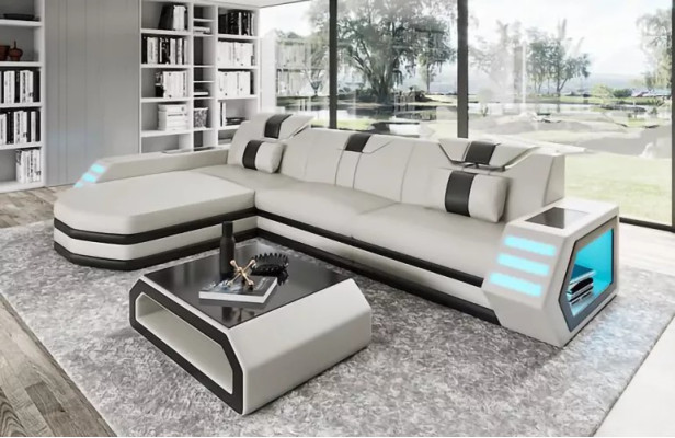 Diseño sofá esquinero muebles de sala de estar sofá de esquina de piel Sofá