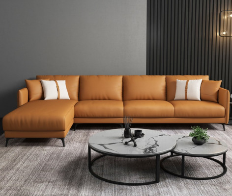 Sofá esquinero + sillón de cuero Sofá seccional conjunto de muebles de diseño moderno.