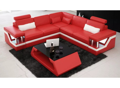 Diseño de sofá de esquina, sofá de esquina, muebles de salón, cojines de cuero, sofá