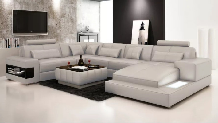 Sofá esquinero Sofá Acolchado Conjunto de sala de estar Sofá de 2 piezas Mesa de centro Juego de esquina