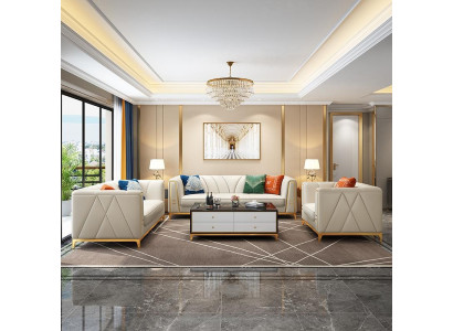 Conjunto de sofás de cuero de acero inoxidable Medusa para sala de estar, juego de muebles de 4 piezas.