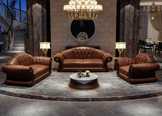 Chesterfield Set Completo de Sofá 6 piezas Almohadas Auxiliares Mesa