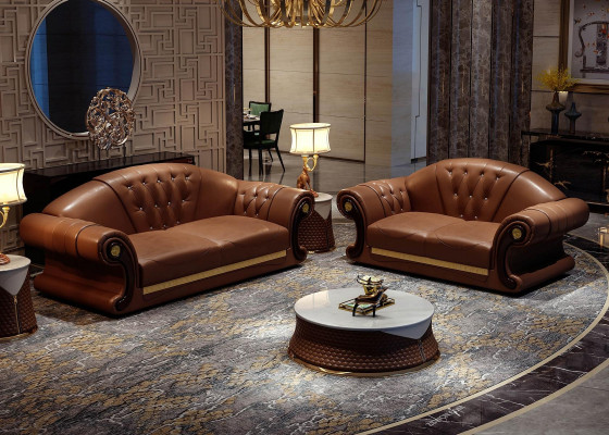 Chesterfield Set Completo de Sofá 6 piezas Almohadas Auxiliares Mesa