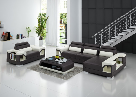 Conjunto de sofá de esquina en forma de L, sofá sillón moderno de cuero, nuevo.