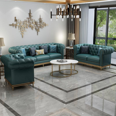 Chesterfield Conjunto de sofás Sofá con capitoné Sofá 6 piezas Conjunto de sala de estar Mesas