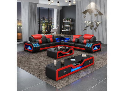 Diseñador de forma en L Sofá esquinero acolchado Sofá de esquina Sofá Sofá Rincón Cuero