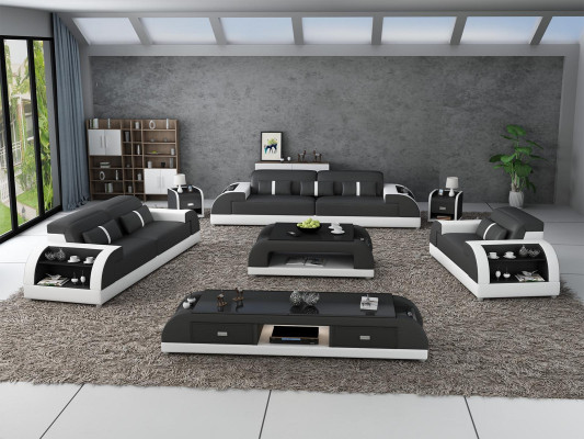 Sofá de tres plazas, dos plazas y una plaza, conjunto de sofá de tapizado en cuero para relajarse, juego de sala de estar nuevo.