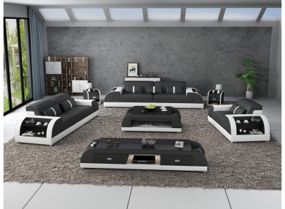 Sofá de tres plazas, dos plazas y una plaza, conjunto de sofá de tapizado en cuero para relajarse, juego de sala de estar nuevo.