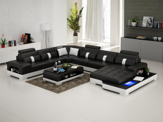 Sofá de cuero de esquina de diseño de lujo Sala de estar conjunto de sofás sofá de cuero sofá acolchado esquina