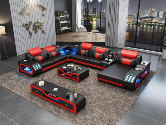 Sofá en forma de U, mesa de centro, conjunto acolchado de esquina, sofá de esquina, sofá, cojín, esquina de asiento.