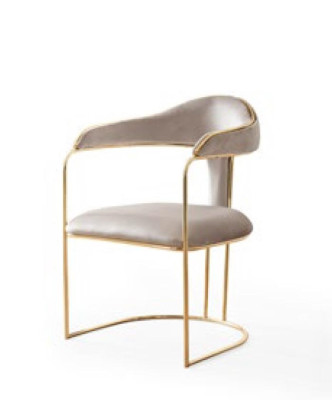 Silla de ocio de metal con diseño moderno, nuevas sillas tapizadas gris, silla moderna nueva.