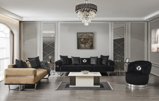 Sillón negro de 1 plaza de tela para sala de estar, lujo, diseño moderno, nuevo sillón, moderno.
