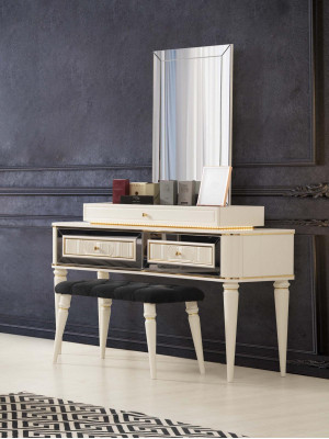 Tocador blanco Mesa de maquillaje de lujo Consola Cómoda de madera Diseño moderno