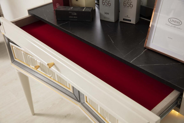 Tocador blanco Mesa de maquillaje de lujo Consola Cómoda de madera Diseño moderno